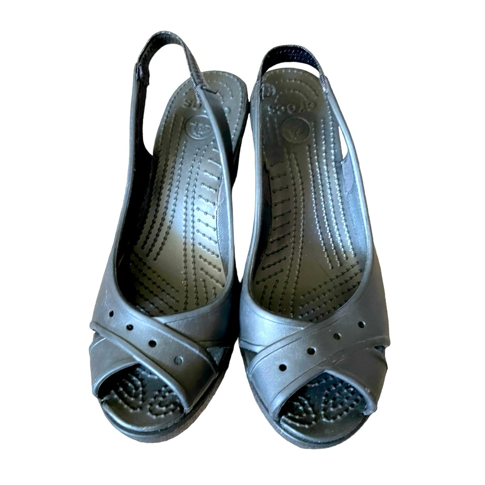 Crocs Farrah Slingback Wedge Heels Sandals Women’s Size 7
